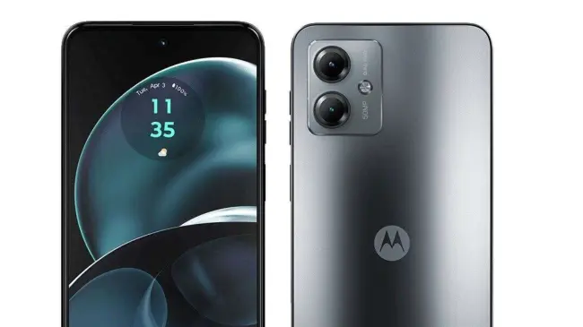 El smartphone Motorola Moto G14 tiene un diseño elegante y trae altavoces estéreo. Foto: Cortesía