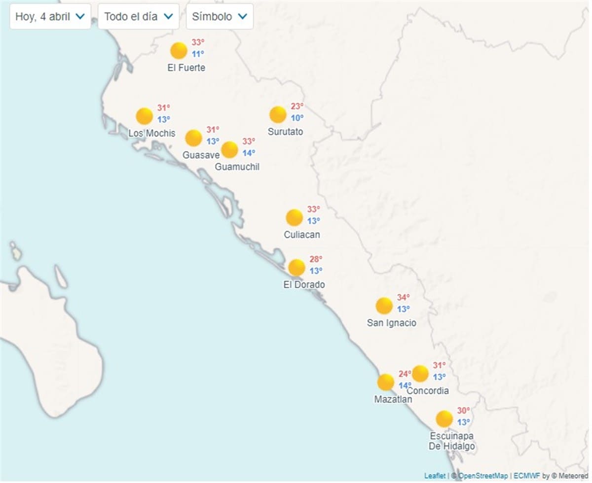 Pronóstico del clima en Sinaloa hoy 4 de abril de 2024