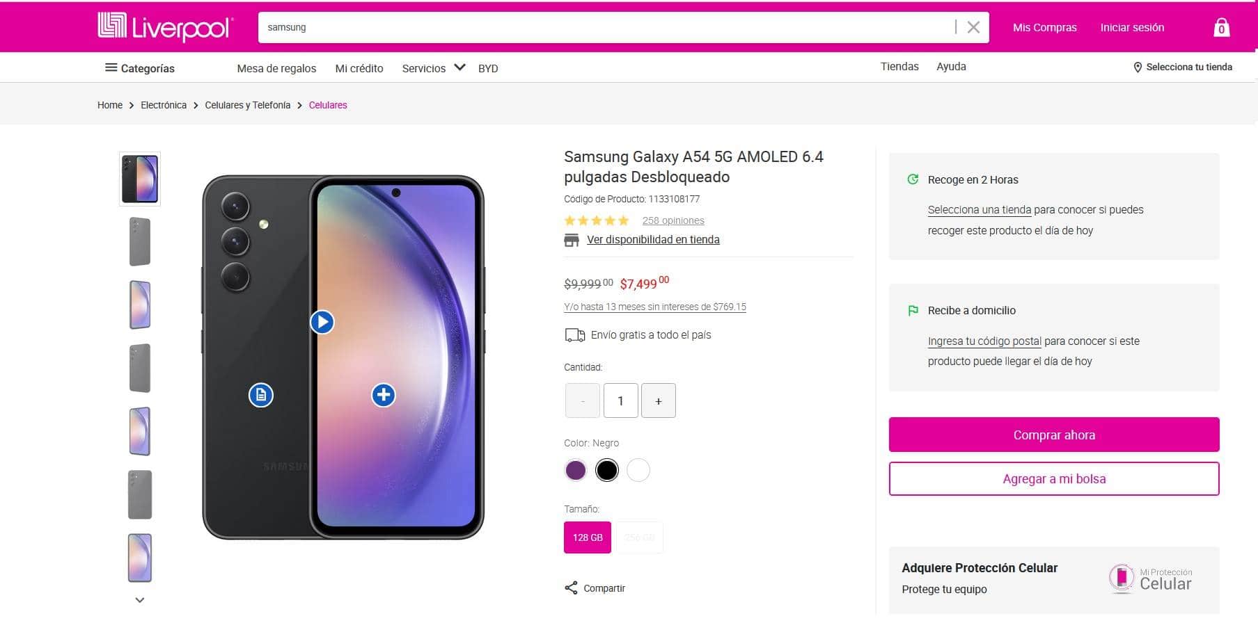 Samsung Galaxy A54; precio