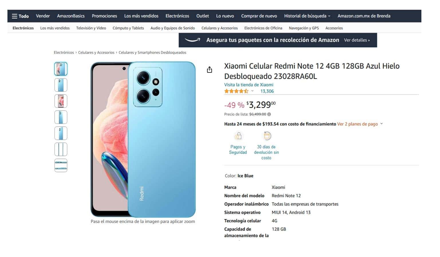Cuánto cuesta el smartphone Xiaomi Redmi Note 12 en Amazon