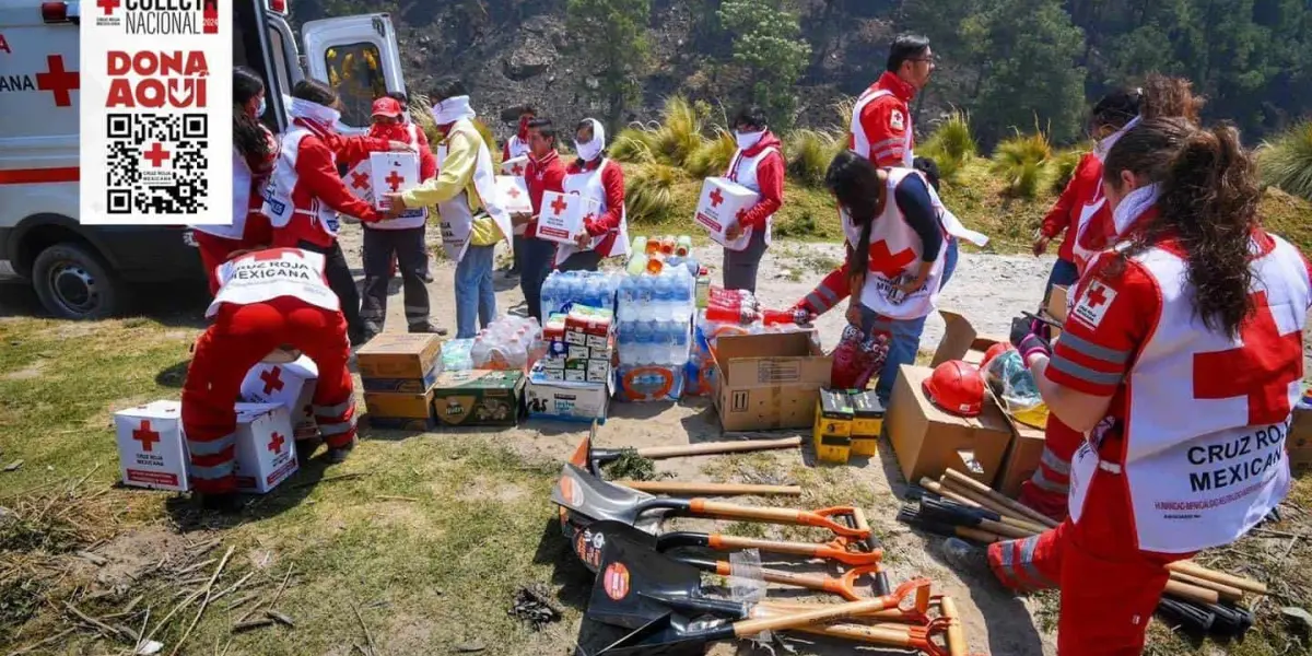 Cruz Roja Toluca brinda apoyo a brigadistas forestales. Foto FB Oficial