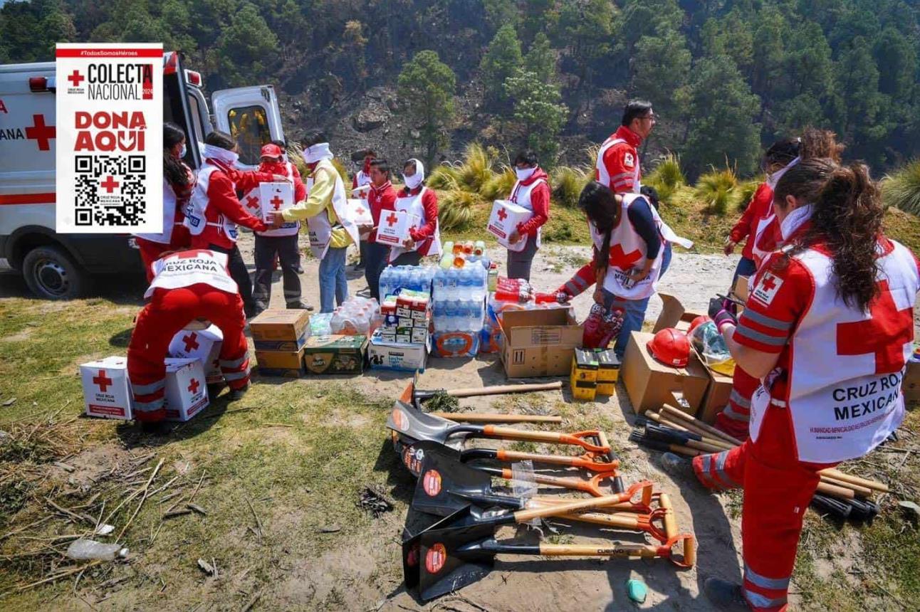 Cruz Roja Toluca brinda apoyo a brigadistas forestales. Foto FB Oficial