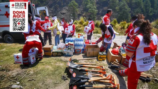 Cruz Roja Toluca brinda apoyo a brigadistas forestales. Foto FB Oficial
