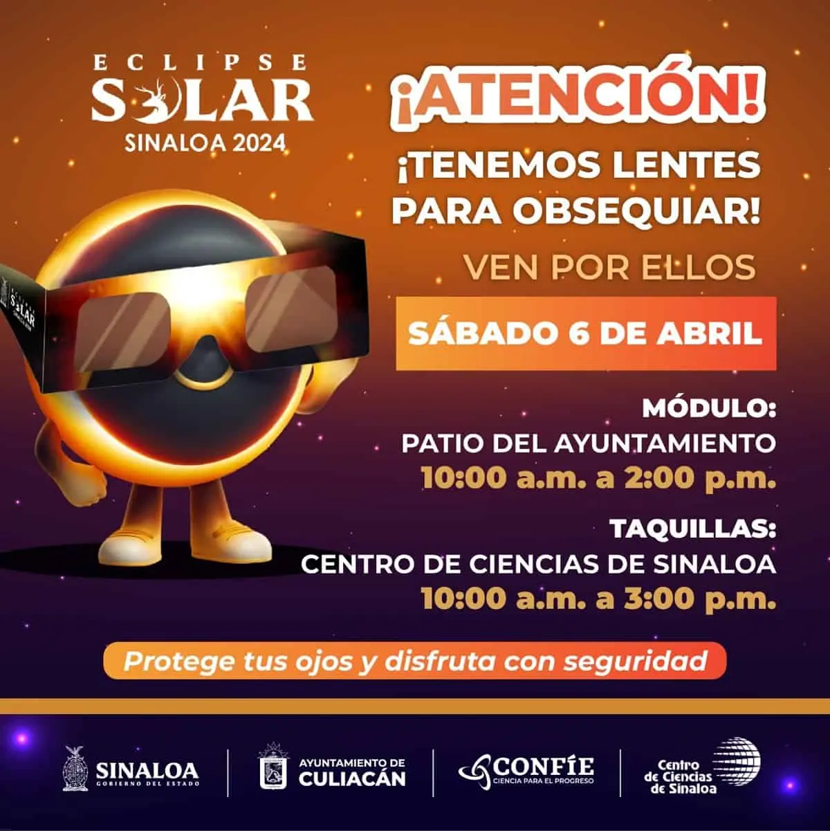 Entrega de lentes para ver el eclipse solar en culiacán