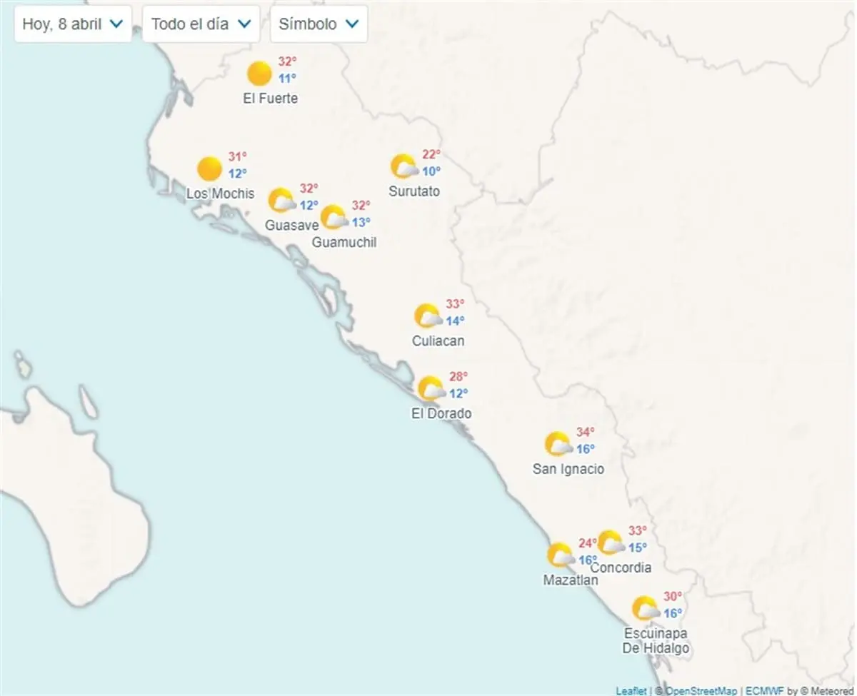 Clima en Sinaloa hoy 8 de abril de 2024