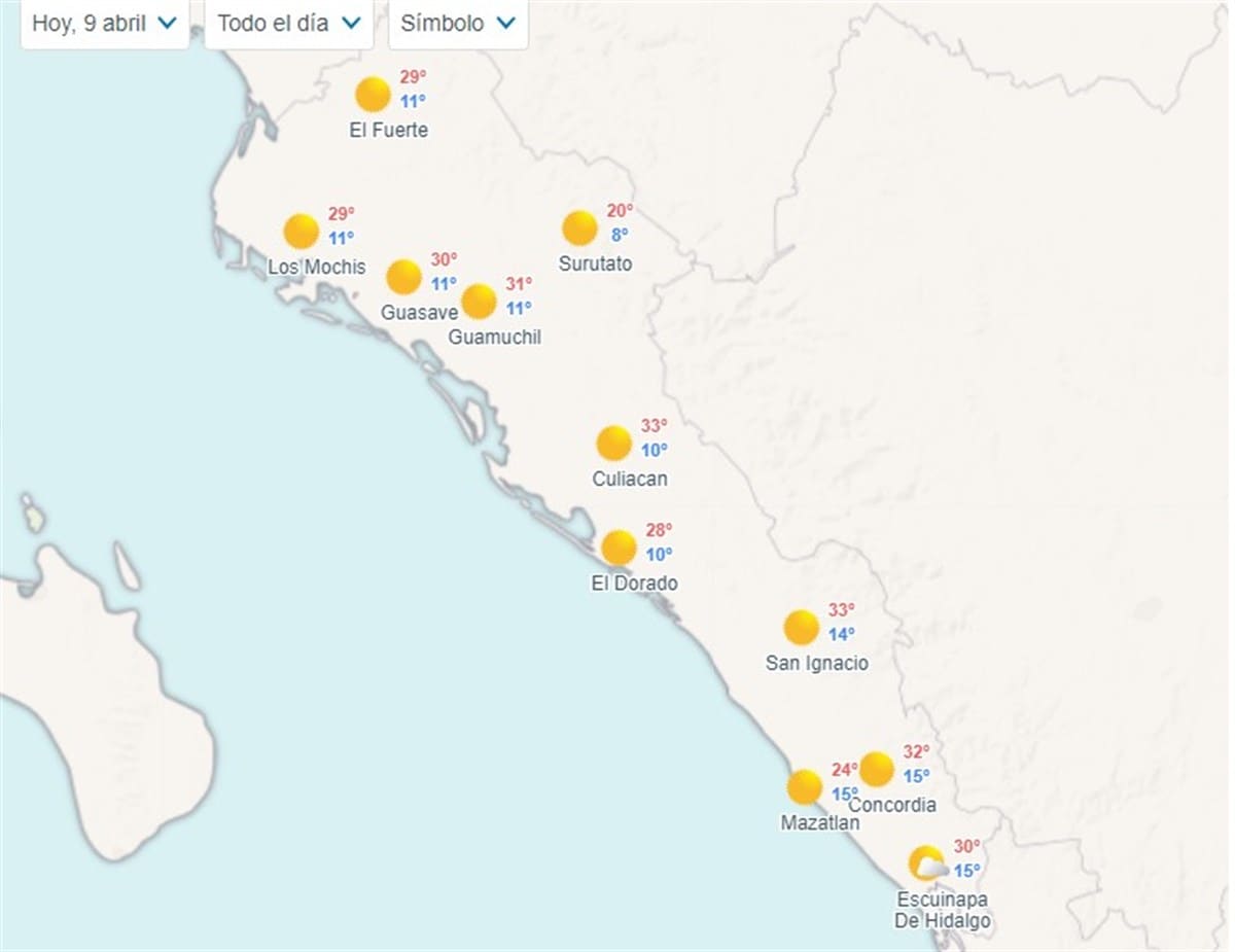 Pronóstico del clima en Sinaloa hoy 9 de abril de 2024