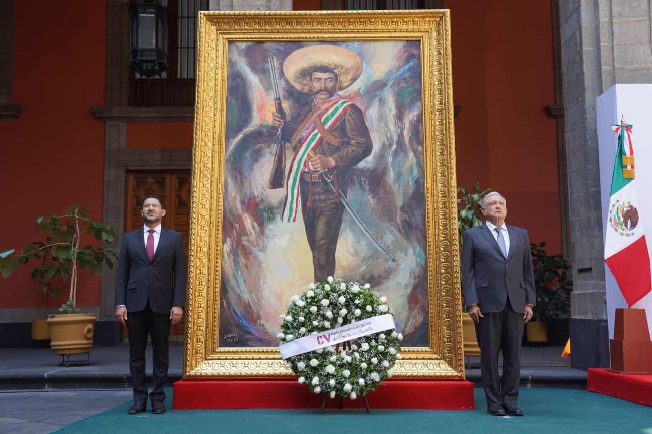 AMLO y Martí Batres conmemoran el 105 aniversario luctuoso de Emiliano Zapata
