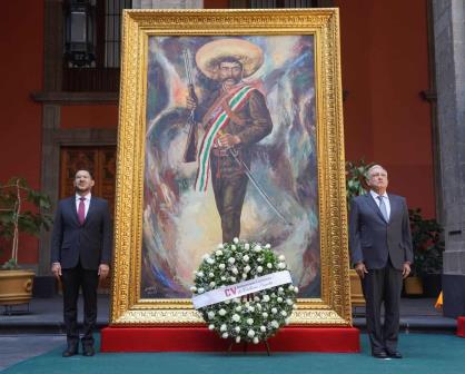 AMLO y Martí Batres conmemoran el 105 aniversario luctuoso de Emiliano Zapata