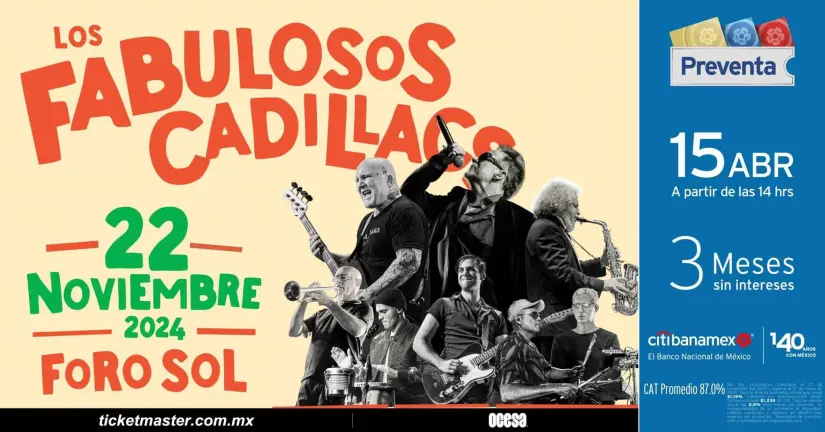 Preventa de boletos para el concierto de Los Fabulosos Cadillacs en el Foro Sol 