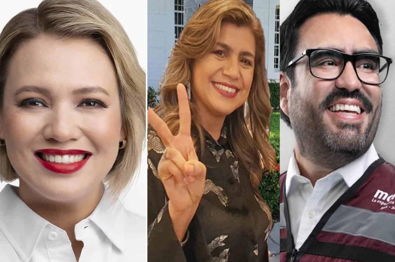 Erika Sánchez, Sandra Martos y Juan de Dios Gámez, candidatos a la alcaldía de Culiacán,