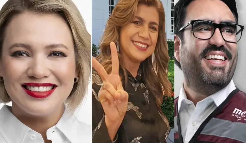 Erika Sánchez, Sandra Martos y Juan de Dios Gámez, candidatos a la alcaldía de Culiacán,