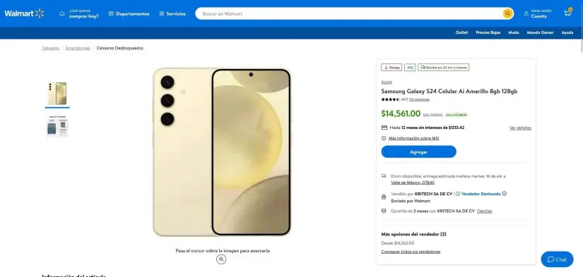 Cuánto cuesta el Samsung Galaxy S24 en Walmart