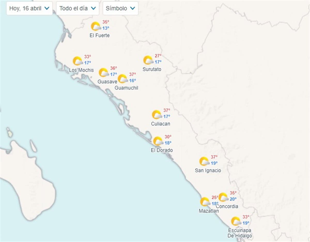 Pronóstico del clima en Sinaloa hoy 16 de abril de 2024