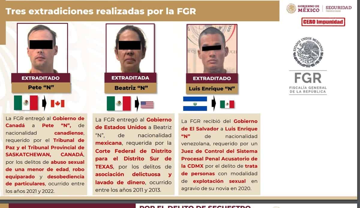 Tres extradiciones realizadas por la FGR