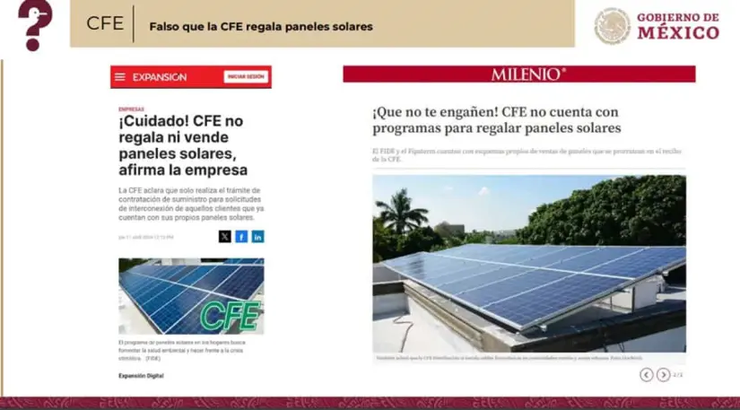 CFE NO REGALA PANELES SOLARES