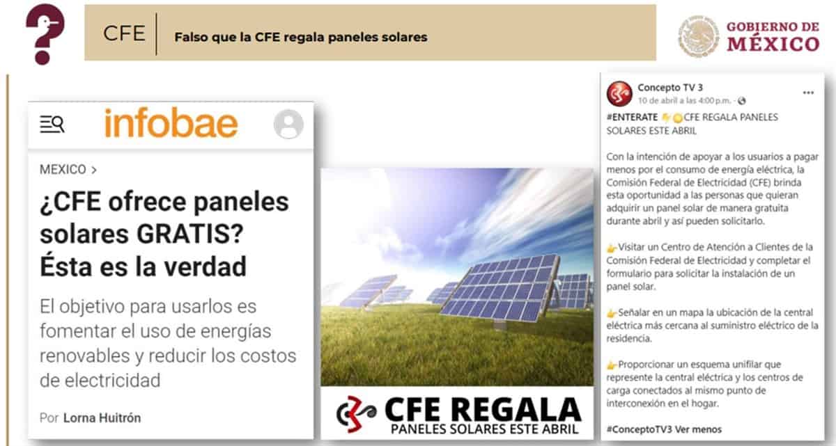 Infobae- paneles solares- cfe -falso 