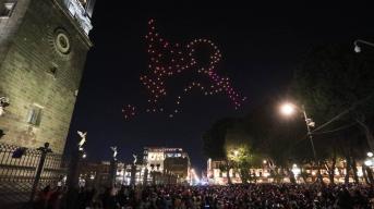 Con drones conmemoran los 493 años de la fundación de Puebla