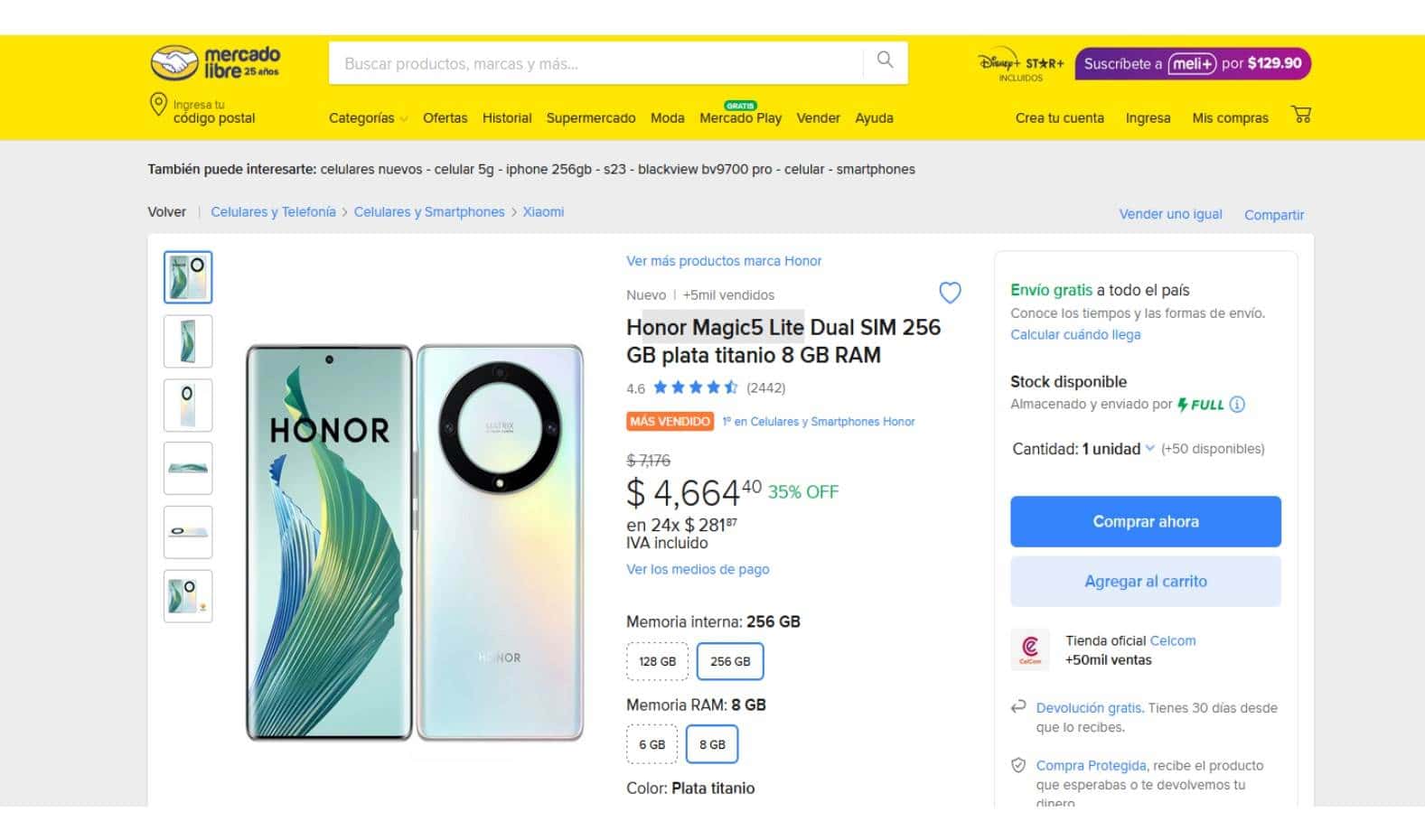 cuánto cuesta el smartphone Honor Magic5 Lite

