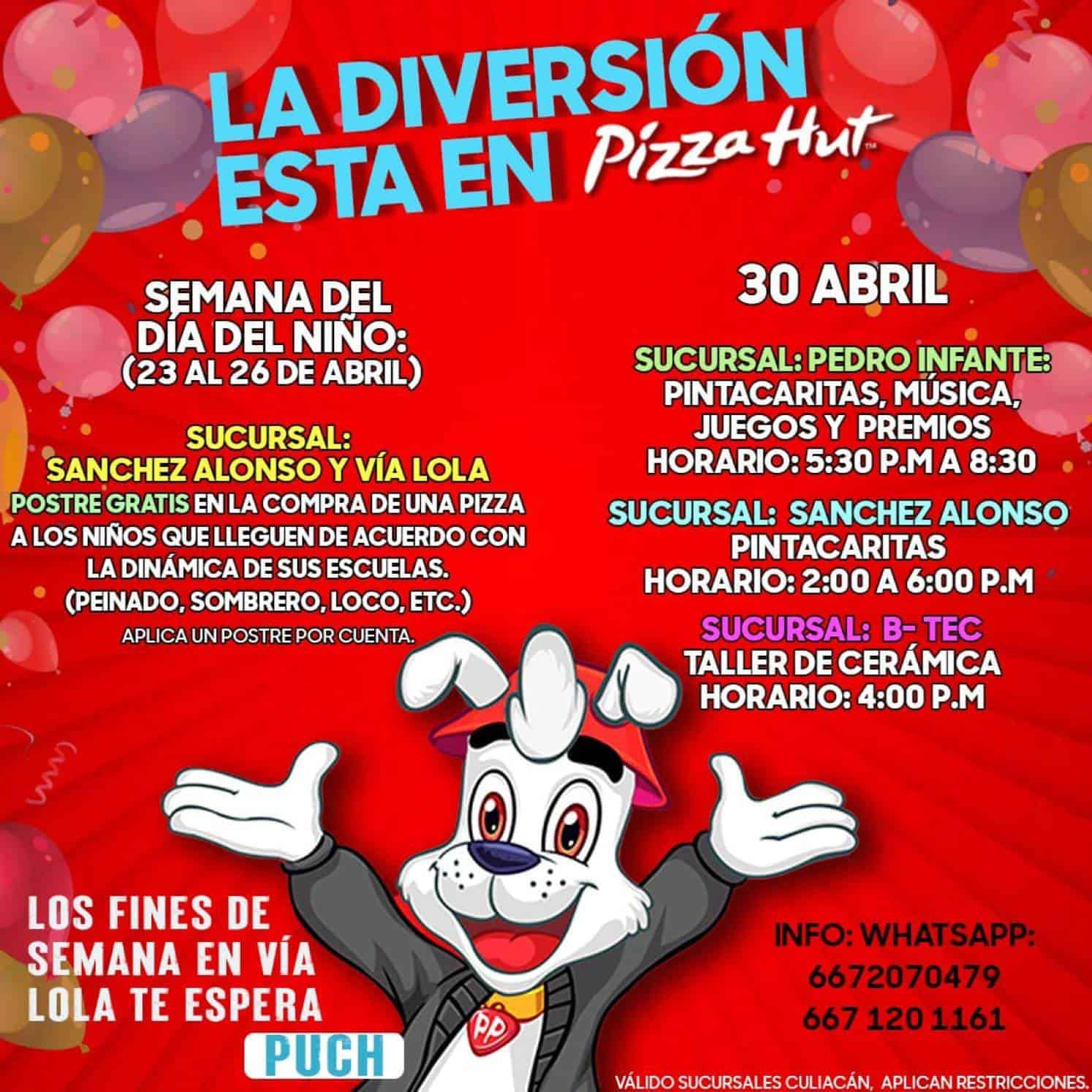 Promociones del Día del Niño de Pizza Hut en Culiacán 