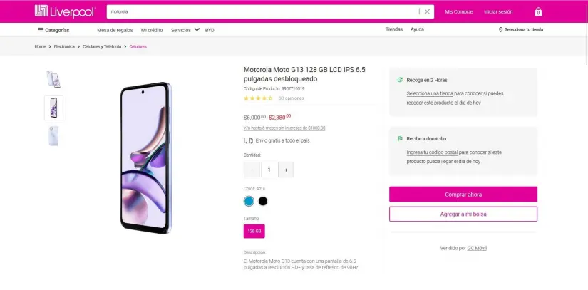 La oferta del Moto G13 en Liverpool