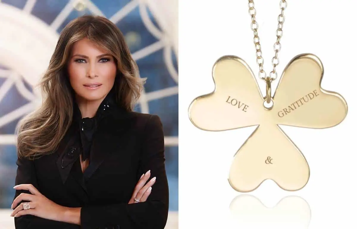 Esta es la primera pieza de joyería que lanza Melania Trump. Fotos: Wikipedia/Melania Trump