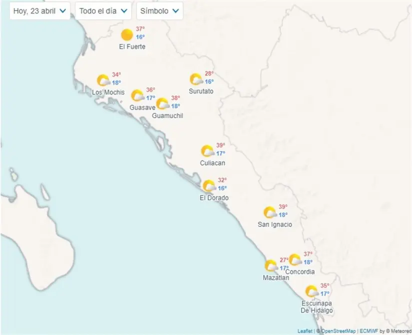 Pronóstico del clima en Sinaloa hoy 23 de abril de 2024