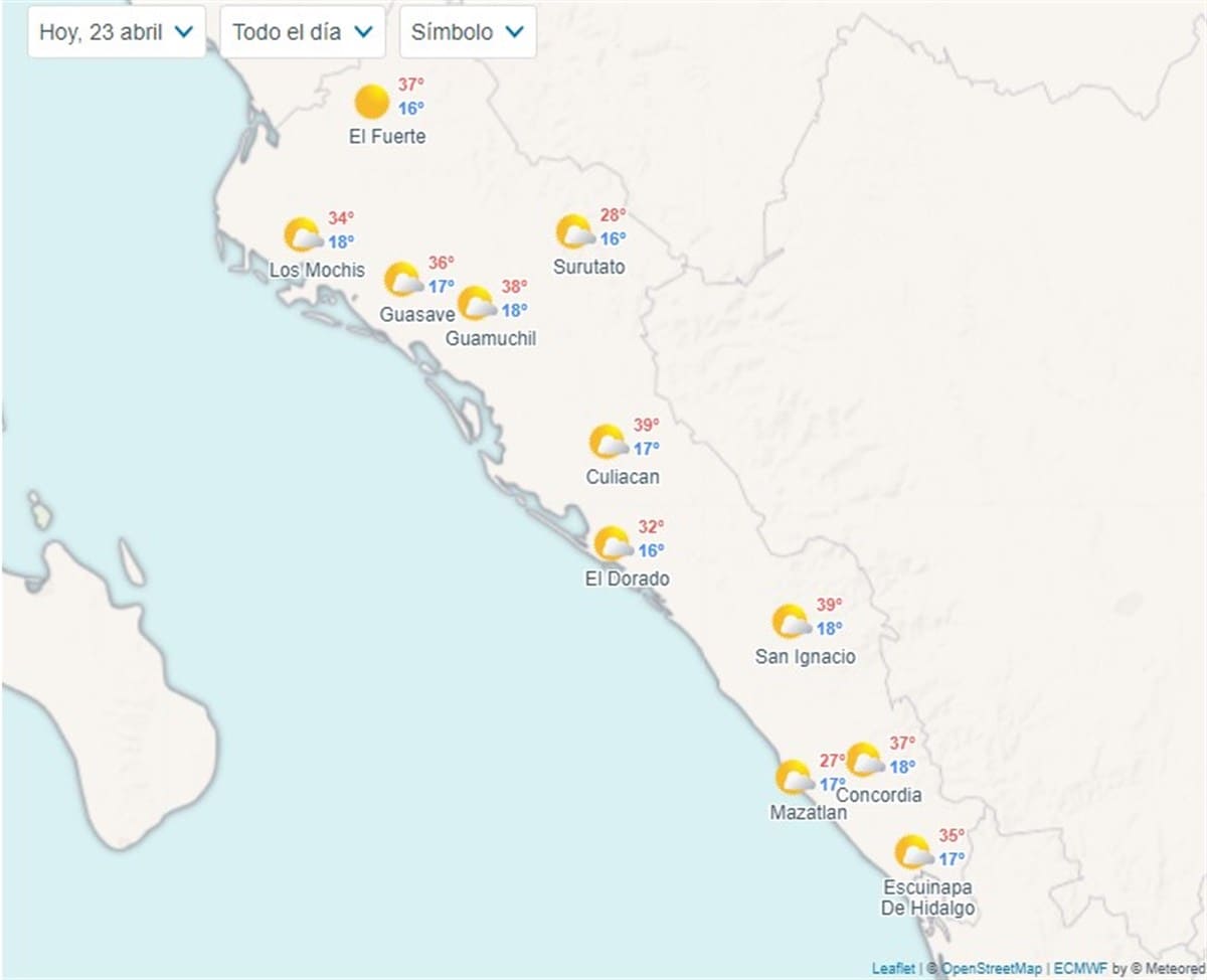 Pronóstico del clima en Sinaloa hoy 23 de abril de 2024