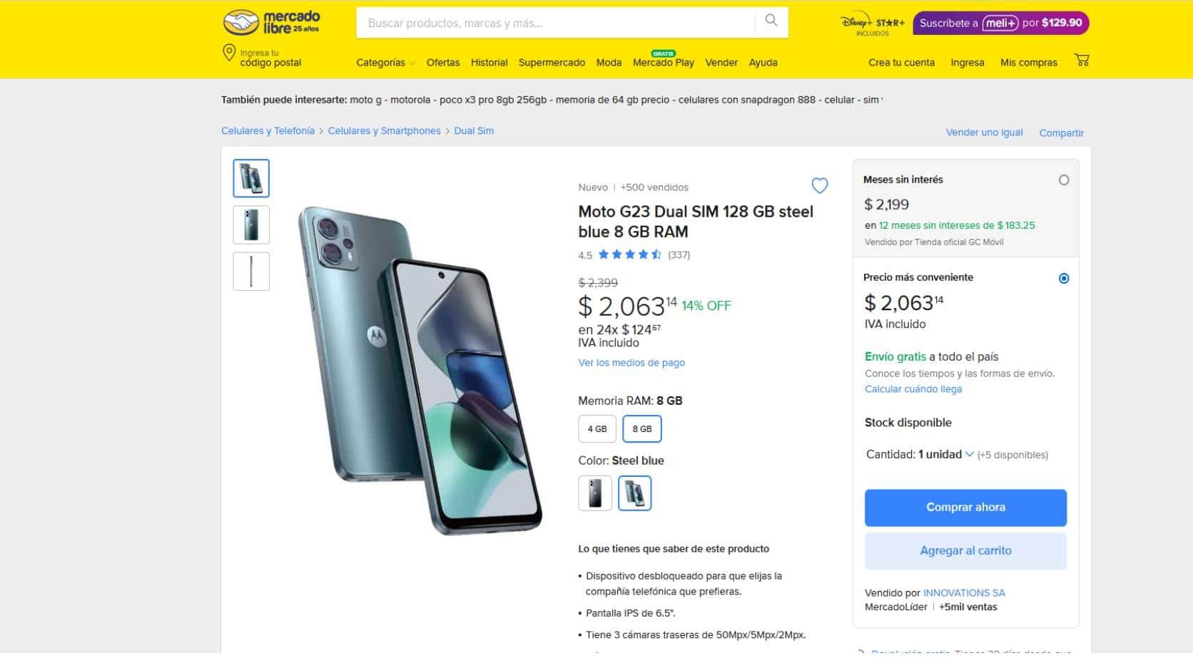 Motorola Moto G23 a precio económico