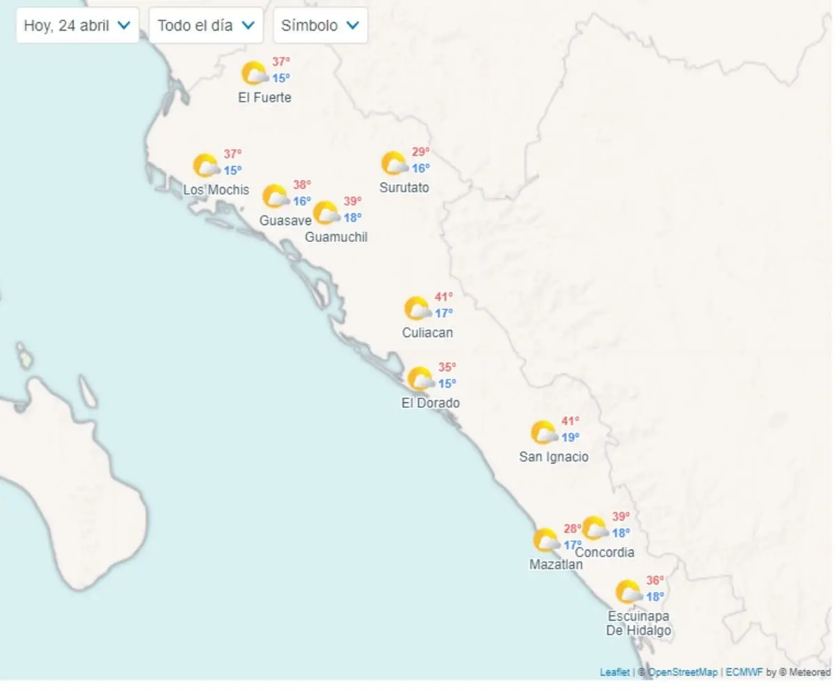 Pronóstico del clima en Sinaloa hoy 24 de abril de 2024