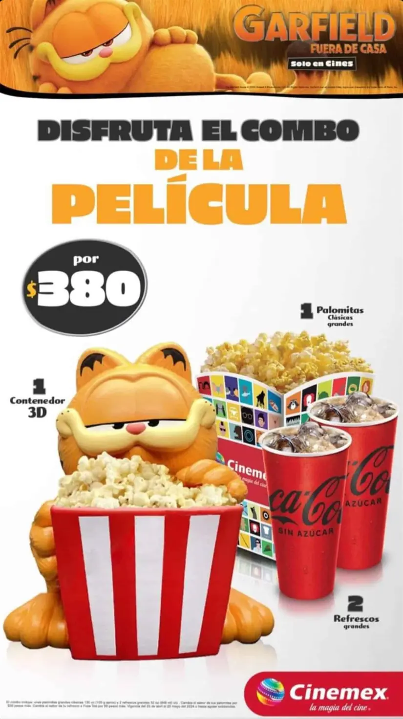 Precio de la palomera de la película de Garfield Fuera de Casa
