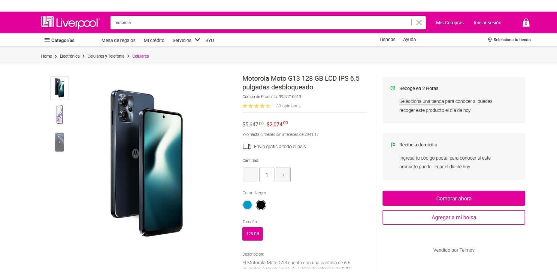 Características y precio del smartphone Motorola Moto G13