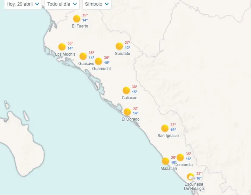 Pronóstico del clima en Sinaloa hoy 29 de abril de 2024