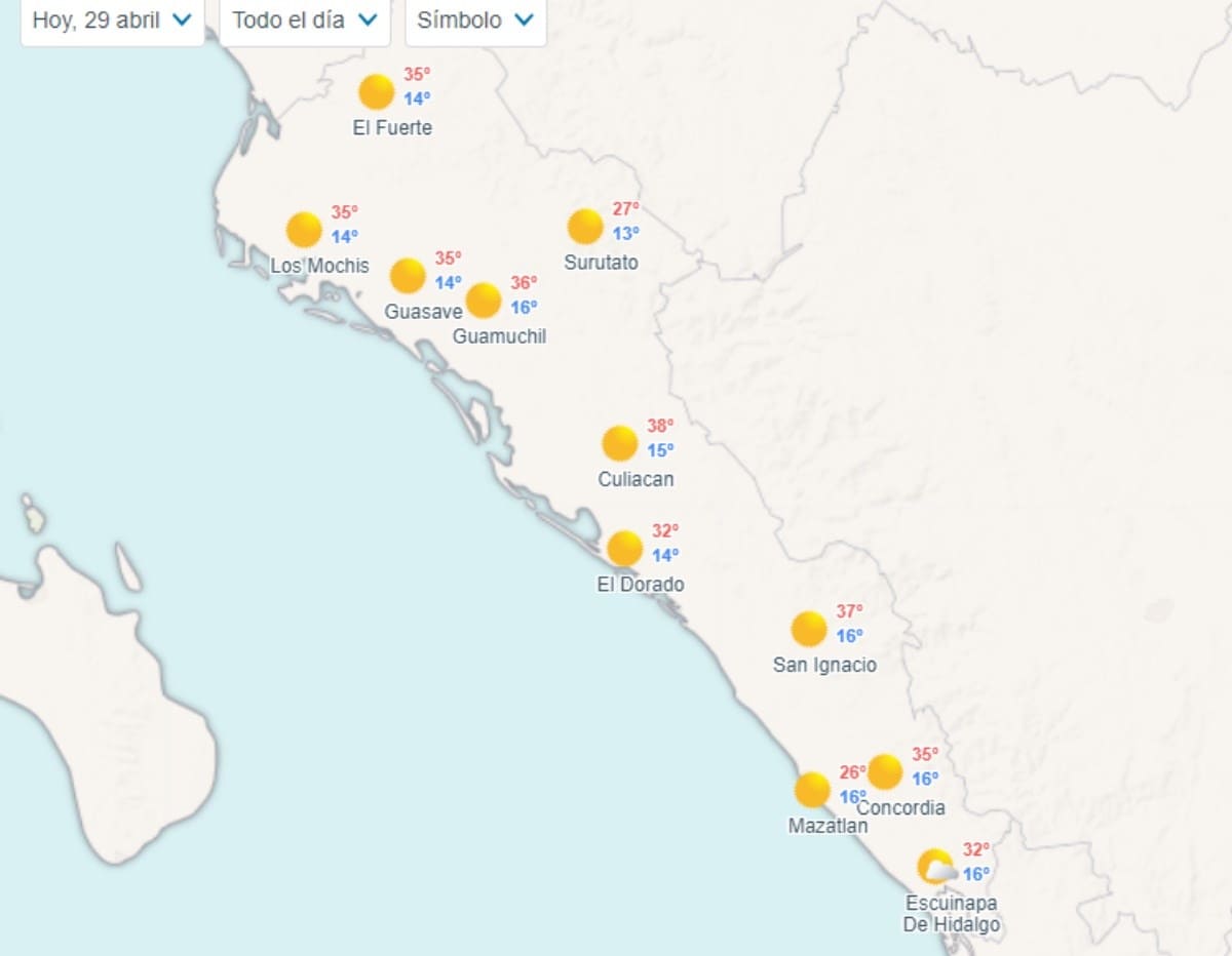 Pronóstico del clima en Sinaloa hoy 29 de abril de 2024