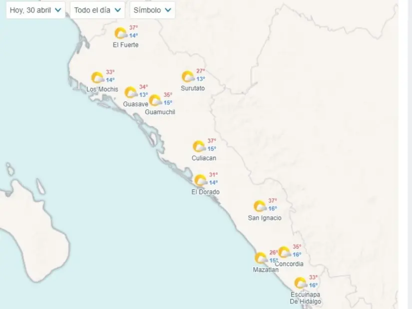 Pronóstico del clima en Sinaloa hoy 30 de abril de 2024