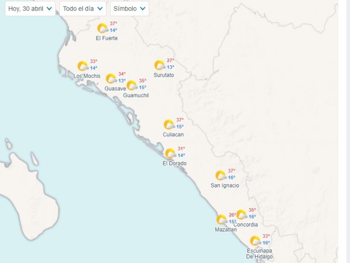 Pronóstico del clima en Sinaloa hoy 30 de abril de 2024