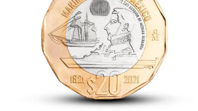 Moneda de 20 pesos, que le ponen precio de 5 millones de pesos en Mercado Libre. Foto: Cortesía