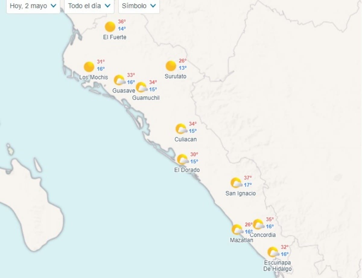 Clima en Sinaloa hoy 2 de mayo de 2024