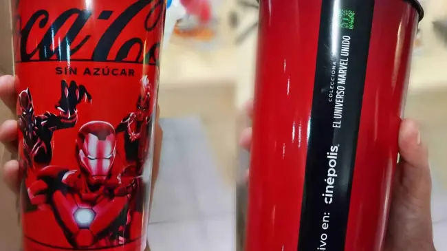 Al menos 3 modelos de vasos tendrá Cinépolis de los vasos de Marvel en colaboración con Coca Cola. Foto: Coleccionando