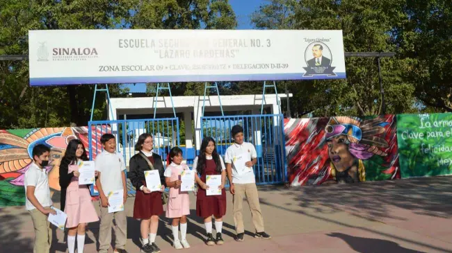SUMA Sociedad Unidad IAP tiene previsto realizar más de 60 creaciones artísticas en secundarias públicas de Culiacán y Navolato como parte del programa Murales por la Paz 2023-2024. Foto: Juan Madrigal