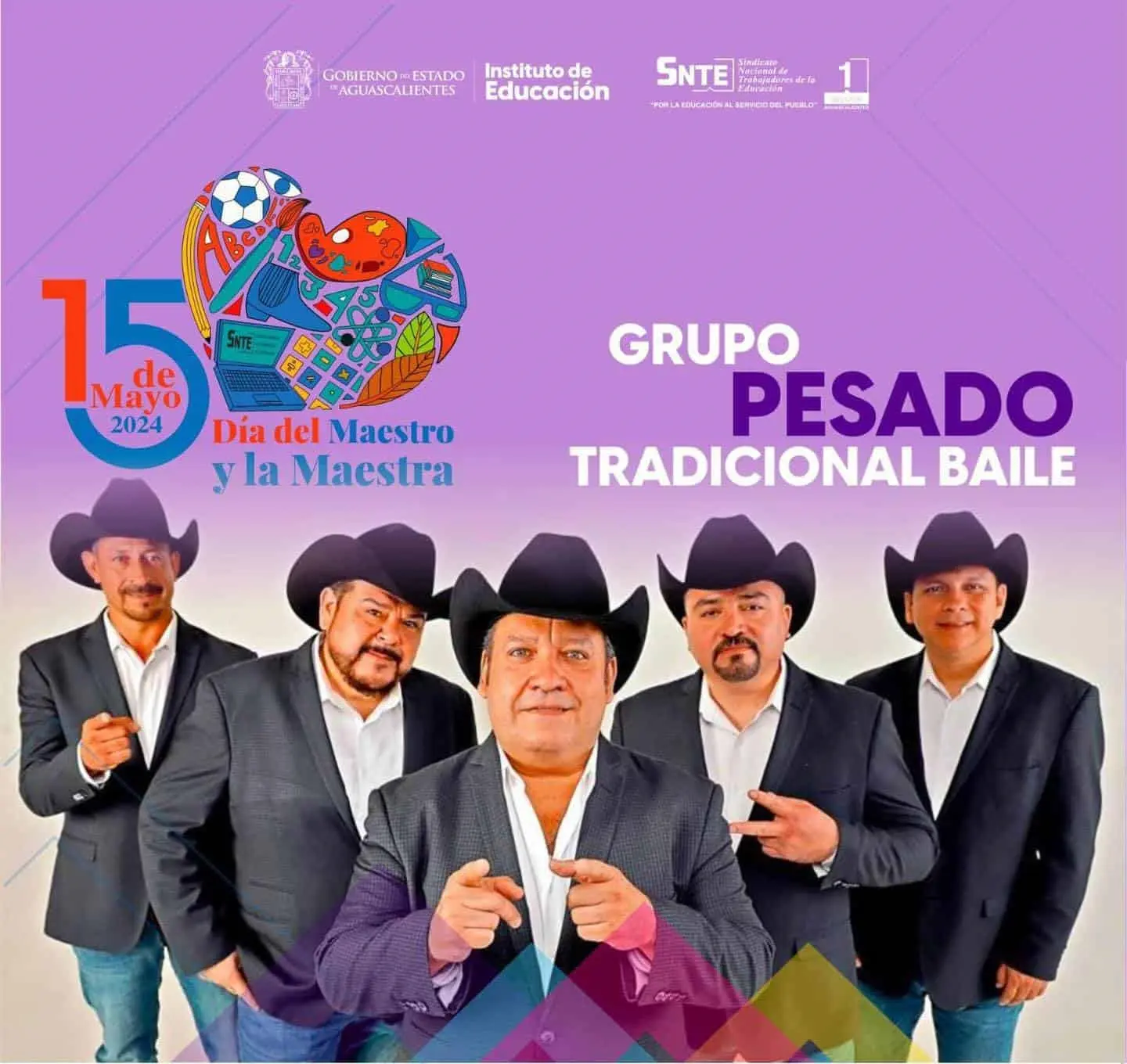 Grupo Pesado en la celebración del Día del Maestro en Aguascalientes. 