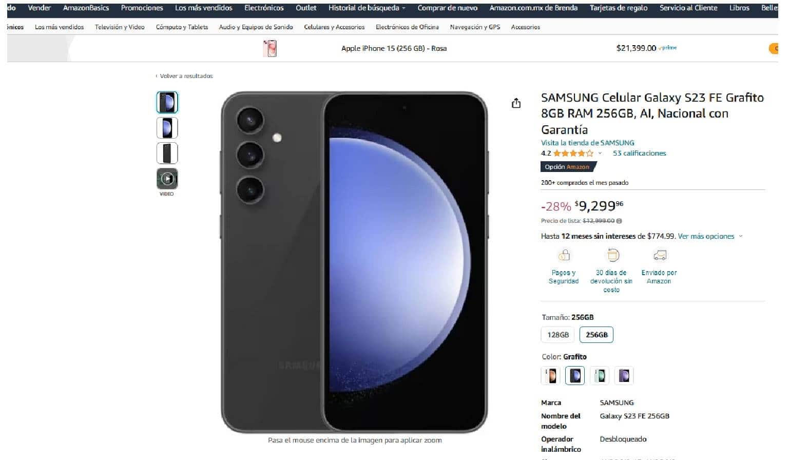 Precio del Samsung Galaxy S23 FE por el Hot Sale en Amazon