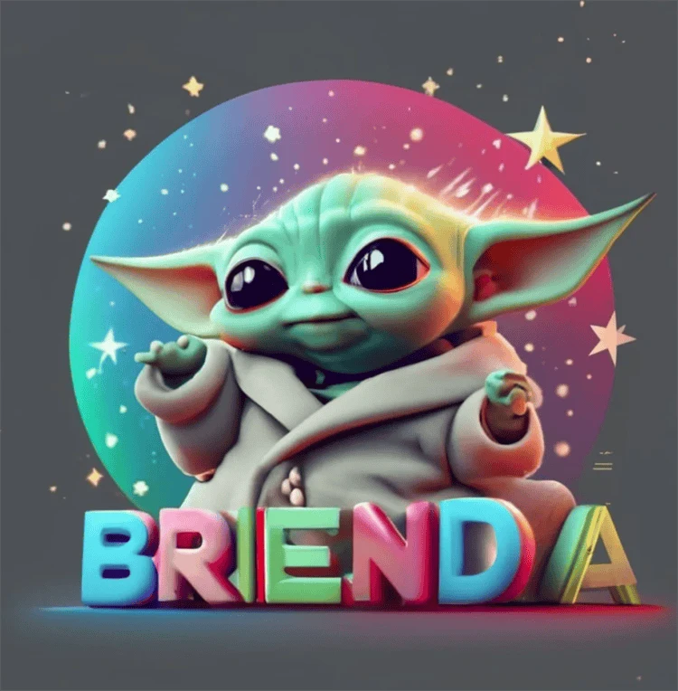 Nombres con temática de Pikachu y Baby Yoda en 3D, generados por la inteligencia artificial