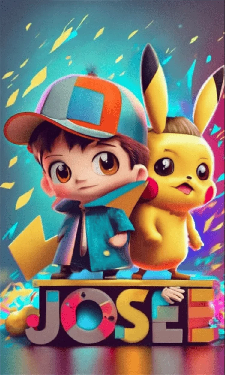Nombres con temática de Pikachu y Baby Yoda en 3D, generados por la inteligencia artificial