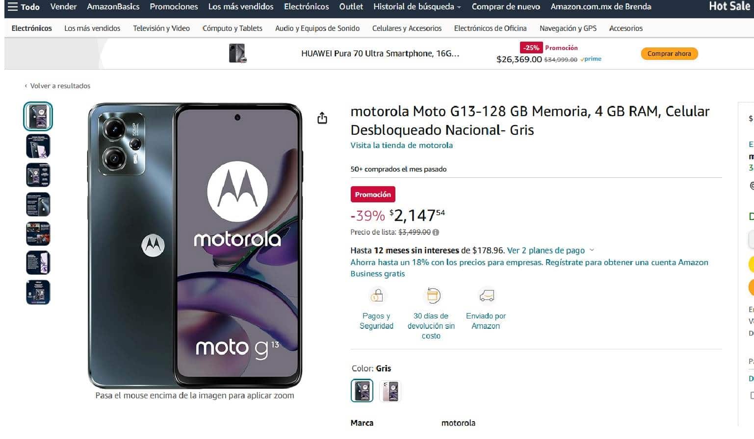  Motorola Moto G13 en oferta en Amazon