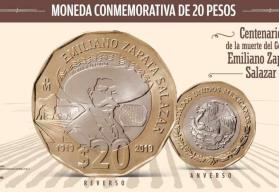 Moneda de 20 pesos de Zapata se vende hasta en 8.5 millones de pesos en internet