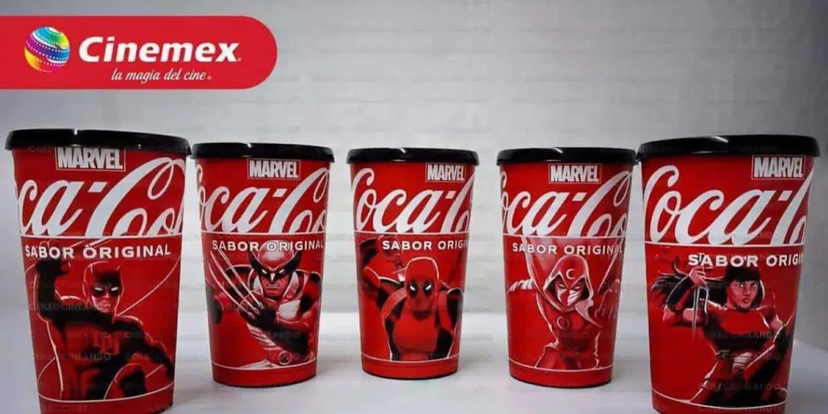 Los vasos de Marvel, se emperezarán a vender desde las 11 de la mañana, de este 16 de mayo en Cinemex. Foto: Coleccionablels de Cine y Más