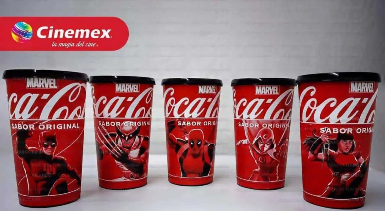 Los vasos de Marvel, se emperezarán a vender desde las 11 de la mañana, de este 16 de mayo en Cinemex. Foto: Coleccionablels de Cine y Más