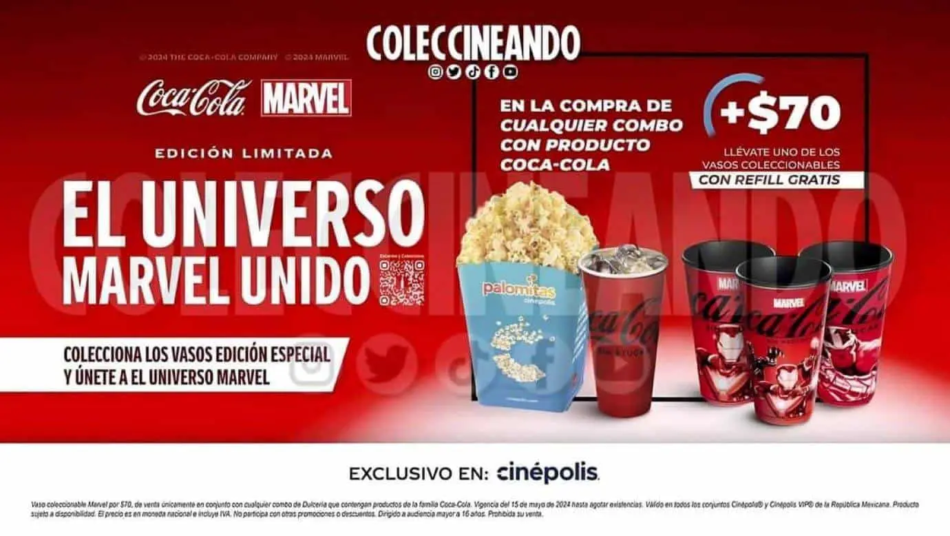 Cinépolis inicia también con la venta de vasos de Marvel