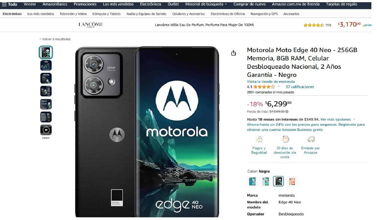 Motorola Edge 40 en oferta en Amazon