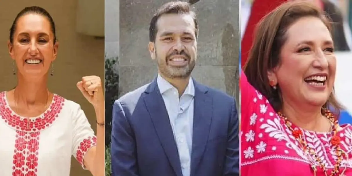 Claudia Sheinbaum, de Sigamos Haciendo Historia,  Jorge Álvarez Máynez, de Movimiento Ciudadano y Xóchitl Gálvez, de Fuerza y Corazón por México.